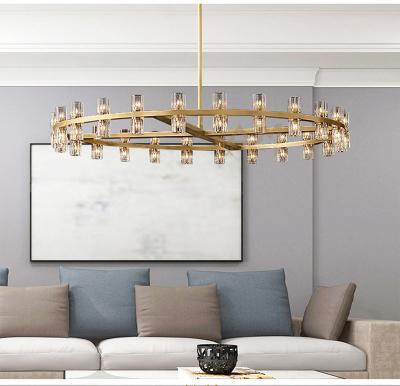 China 50 Inch Contemporary Simple Creative Chandelier Cup Chandelier Living Room Dining Room Postmodern Copper Crystal Light Luxury Lamps for sale