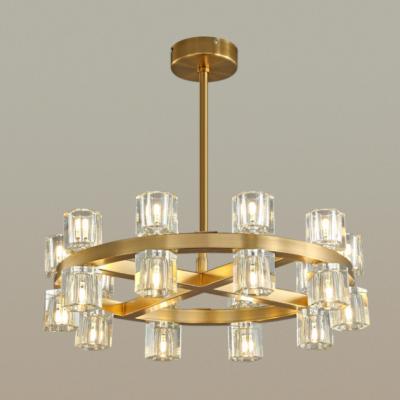 China 24 Inch Cup Contemporary Simple Creative Chandelier Living Room Dining Room Postmodern Copper Crystal Light Luxury Lamps for sale