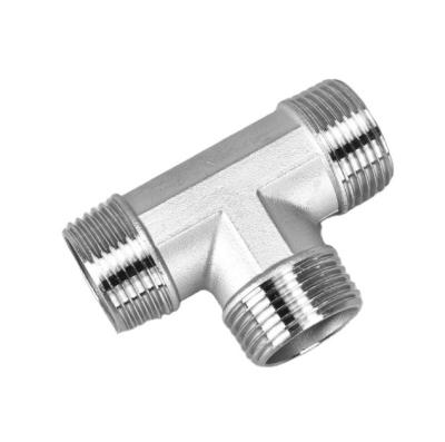 China Beverage Stainless Steel 304 Sanitary Tee 3 Way Male Threaded Pipe Fittings Plumbing Fittings Male TEE Pipe Fittings for sale