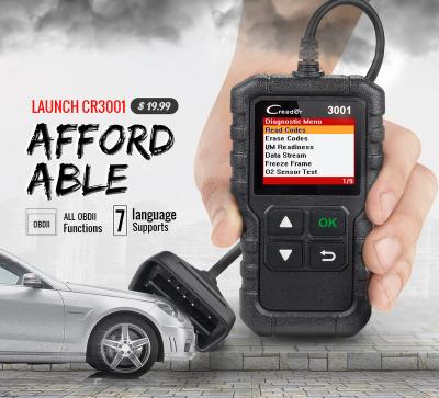 China Full OBDII/EOBD Code Reader Scanner LAUNCH X431 CR3001 OBD 2 CAR Code Reader Support Full OBDII/EOBD Launch CR3001 PK AD310 NL100 ELM327 Auto Creader 3001 Scanner for sale