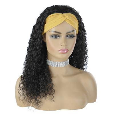 China Hot Selling Deep Wave Water Wave None Lace Headband Wigs Sellers, 100% Grade 10A Brazilian Raw Hair Headband Wigs For Black Women for sale