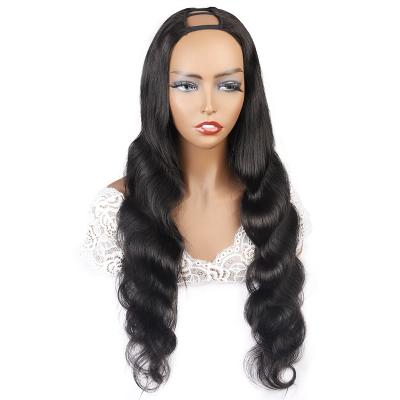 China 100% Natural Deep Wave Body Wave U Part Brazilian Hair Wigs For Raw Indian Hair Wholesale Color Women Virgin Mix Wig ExtensionsHo for sale