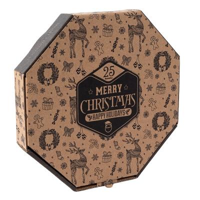 China Wholesale Disposable Kraft Corrugated Disposable Octangle Shape Pizza Packaging Paper Box With Custom Logo for sale