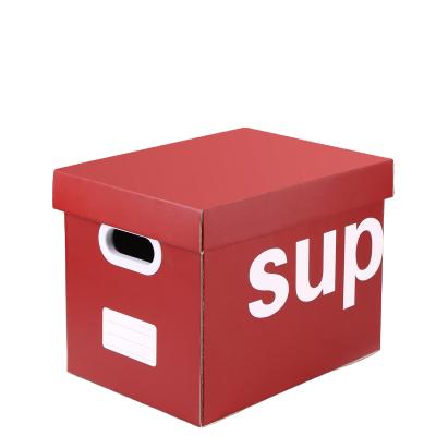 China Recyclable Custom Paper Organize Paper Storage Box Printing High Quality Red Rigid Paper Organize Boxes for sale