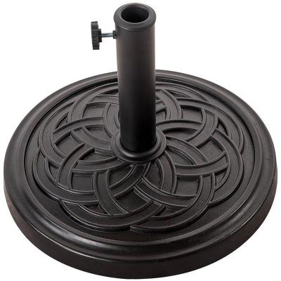 China Modern Good Quality Decorative Molded Danlong Stone Patio Umbrella Base Black Resin Heavy Duty Stand For Garden Yard for sale