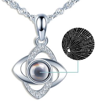 China TRENDY S999 Sterling Silver Hollow Zircon Petals I love you diamond edge 100 tongues projection necklace for woman for sale