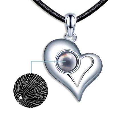 China TRENDY Hollow Heart Necklace 100 Sterling Silver Tongues Projection Necklace I Love You For Man for sale