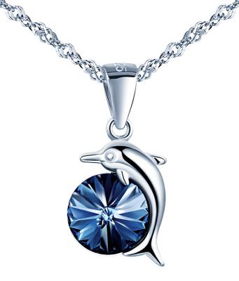 China Nickel Free Crystal Jewelery 925 Sterling Silver Dolphin Necklace For Women for sale