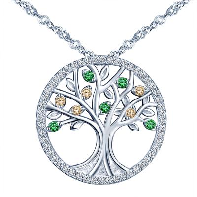 China TRENDY Tree of Life Necklace S925 Sterling Silver Zircon Hollow Necklace for Woman Mothers Day Gifts for sale