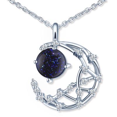 China TRENDY Jewelry Necklaces Moon Women's 925 Sterling Silver Necklace For Women Half Moon Necklace Fashion Crescent Jewelry for sale