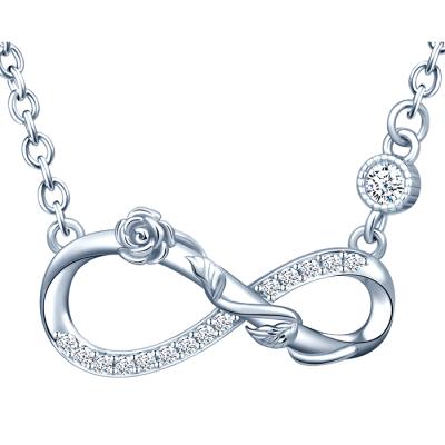 China Rose Flower Winding Infinity Symbol Earring Bracelet Nickel Free Solid 925 Silver Necklace for sale