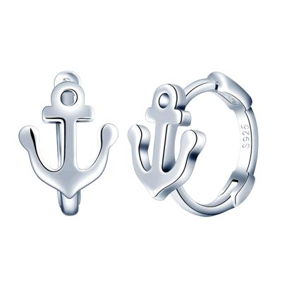 China Sterling Silver Anchor Huggie Earring Hoops 925 Jewelry Nickel Free Women's Earrings for sale