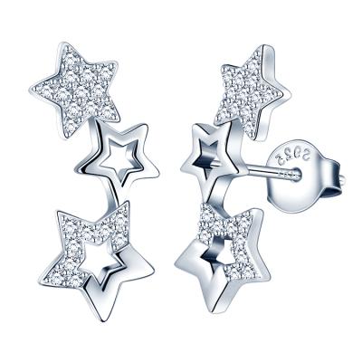 China 925 Sterling Silver Star Ear Climber Earcuff Nickel Free Earrings For Women for sale