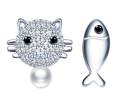 China Cat And Fish Earrings 925 Sterling Silver Earrings With High Nickel Free Quality for sale