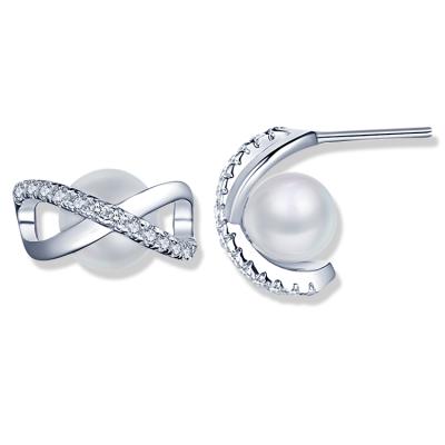 China CLASSIC Fashion 925 Sterling Silver Pearl Stud Earrings for Women for sale