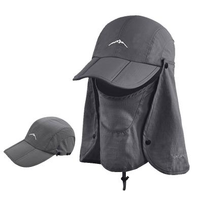 China breathable & Waterproof Custom Outdoor Sport Hiking Fishing Hat Neck Face Fin Sun UV Protection Quick-Drying Folding Removable Hat for sale