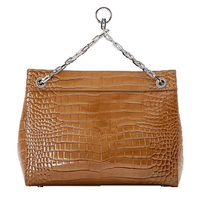 China Fashion\Comfortable\Durable POLISH LOVE New OEM Rivet Bottom Crocodile Pattern Large Capacity Handbag Top Layer Cowhide Tote High Quality Handbags For Women for sale