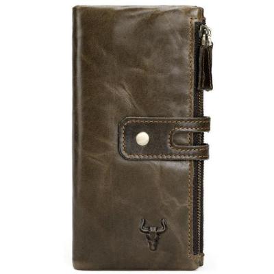 China High Quality Cowhide OEM Seller Designer New Custom Multifunction Long Wallet Men Anti-theft Men's Purse Men's Portable Card Bag for sale