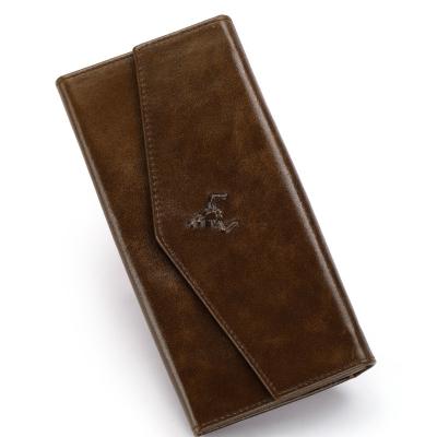 China OEM Fashion Men's Card Holder Wallet Men's Casual Wallet Anti-theft Custom Made Genuine Leather Wallet Long for sale