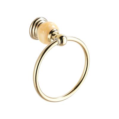 China Towel ring punch-free towel ring bathroom hardware bathroom toilet towel ring European style wall mounted gold modern pendant holder for sale