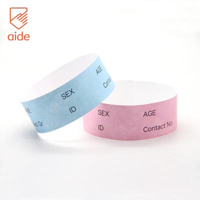 China China OEM Custom Programmable Medical ID Wristband Tyvek Paper Write On Wristbands With Names for sale