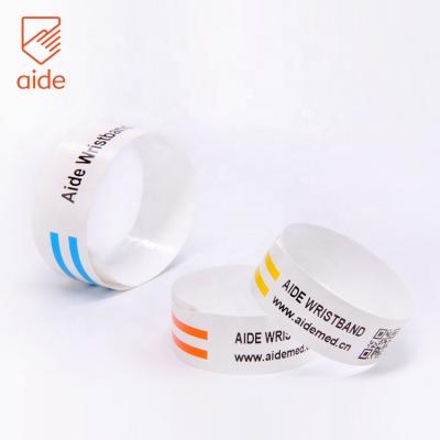 China Custom Self Adhesive Thermal Synthetic Paper Aid Hospital Thermal Patient ID Band / Wristbands Roll for sale