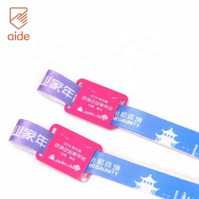 China /Waterproof Custom Theme Park Woven Polyester Tether Wristband Adjustable Elastic ID RFID Tag Wristband Festival Waterproof for sale