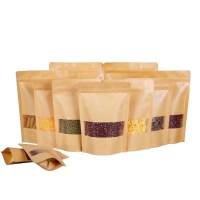 China Recyclable Brown Kraft Paper Pouches For Nuts Stand Up Resealable Mylar Bags Custom Printed for sale