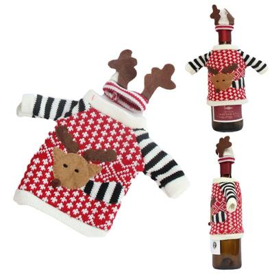 China Creative Champagne Party Elk Bottle Bag Christmas Party Decoration Bottle Cover Set Cloth Cartoon Red Wine Christmas for sale