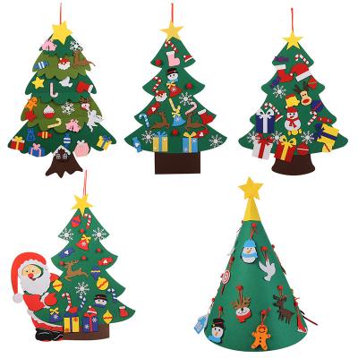 China Christmas Tree Cartoon Felt Pendant Kids DIY Christmas Tree Gift Handmade Felt Stereo Christmas Tree Decoration for sale