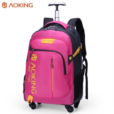 China Aoking Waterproof Luggage Bags Trolley Backpack with Detachable Trolley, Trolley Backpacks for Girls for sale