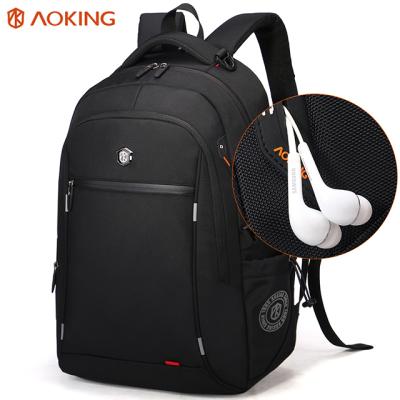 China Stylish water repellent Aoking high capacity polyester backpack headphones backpack male mochila wholesale bagpack for sale