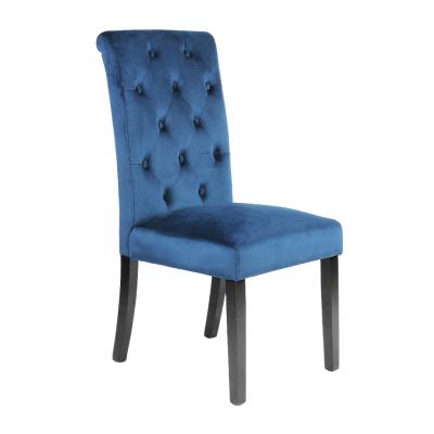 China Hot Selling Modern Blue Velvet Black Wood Leg Chair Restaurant Furniture Modern Wooden Hotel Dining Chairs for sale