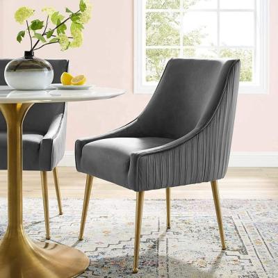 China New Style Metal Velvet Legs Gold Fabric Velvet Modern Dining Chair For Restaurant for sale