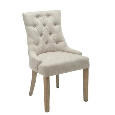 China Modern Wood Restaurant Cheap Upholstery Fabric Furniture EMBELLISHED Dining Chair Set Tufted Dining Chair for sale