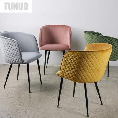 China STRONG Comfortable Nordic Design Furniture Velvet Fabric Metal Legs Accent Dining Chair for sale