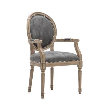 China Cheap Restaurant Dining Antique Wooden Luxury French Vintage Arm Room Furniture FORT Louis Chair for sale