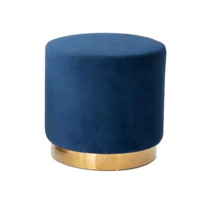 China Round Round Seated Metal Base Pouf Bedroom Stool Ottoman Velvet Gold Stool Ottoman for sale