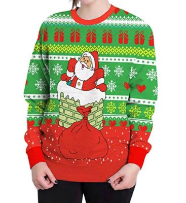 China Anti-wrinkle Winter Style Christmas Crewneck Shirts Long Sleeve Digital Printing Polyester T-shirt for sale