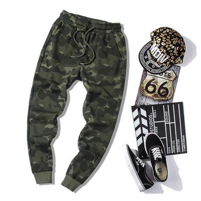 China Anti-wrinkle Spring China Fashion Male Lose Sport Green Print Cotton Drawstring Casual Camouflage Pants Men for sale