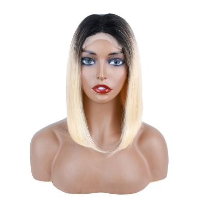 China Soft Wave Silky Straight And Smooth 4*4 Lace Up Straight Closure T Piece Wigs 10A T1b/613# Cheap Hot Sale 100% Brazilian Human Hair Durable 12 Inches for sale