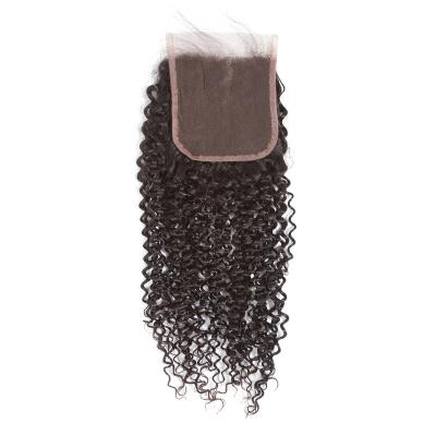 China Wholesale Cheap Jerry Curly 4*4 Lace Closure Jerry Curl Beautiful Brazilian Virgin Hair Black Lace Closure Can Be Dyed And Bleached for sale