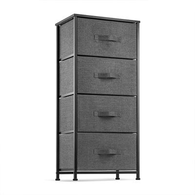 China Metal Steel Frame 4 Drawer Organizer Foldable Sturdy Foldable Fabric Storage Wooden Head Dresser For Bedroom for sale