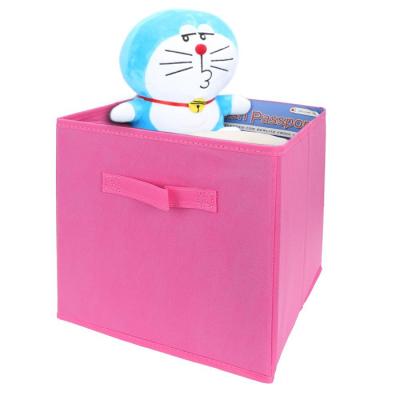 China Folding Read To Ship Non Woven Fabric Home Storage Toy Storage Bin With Handles for sale