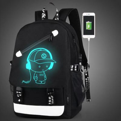 China With USB Casual Sports Backpacks Men Shhool Backpacks 15.6 Inch Black Anime USB Glow-in-the-Dark Laptop Backpacks for sale