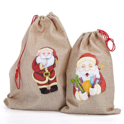 China PUNCH Gift Bags Custom Logo Satin Drawstring Bags Canvas Bags With Printing Christmas Gift Bags for sale