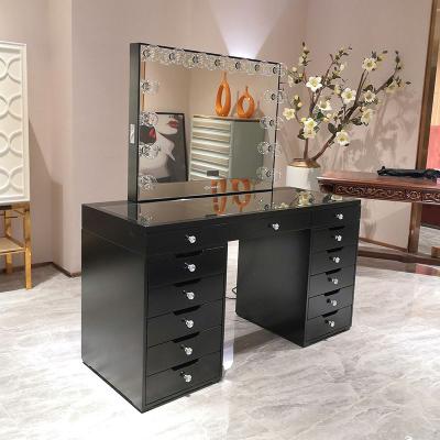 China Docarelife Hollywood Modern Lighted Makeup Glass Table Desk Vanity Dresser With Light Mirror for sale