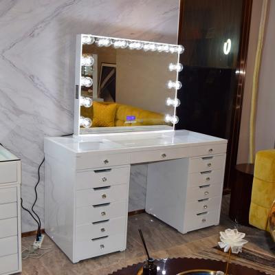 China Docarelife Newly Lit Luxurious Solid Wood Vanity Hollywood Style Lights Around Mirror Dressing Table With Drawers for sale