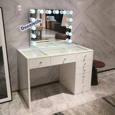 China Docarelife Girls Modern Lighted Makeup Dresser Set Hollywood Mirror Vanity Table for sale