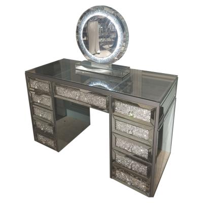 China Luxury Docarelife Furniture Set Docarelife Table Console Vanity Lighted Glass Dresser Diamond Crushed Mirrored for sale